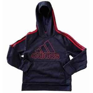 Adidas Pull Over Boys Navy Blue and Red Hoodie Athletic School Sports Top